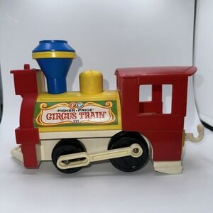 Vintage Fisher Price Circus Train Engine 991 Little People Red Yellow Blue Toy